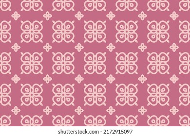 Patrón de flores sin fisuras con floral blanca sobre fondo rosado para impresión tela de papel alfombra de papel envoltura Batik fondo, Vector EPS 10 