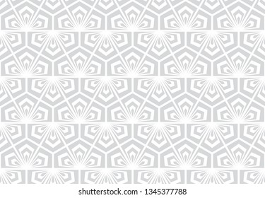 Flower pattern. Seamless white and gray ornament. Graphic vector background. Ornament for fabric, wallpaper, packaging.