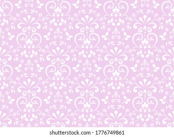 Flower pattern. Seamless white and pink ornament. Graphic vector background. Ornament for fabric, wallpaper, packaging