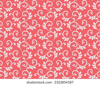 Flower pattern. Seamless white and pink ornament. Graphic vector background. Ornament for fabric, wallpaper, packaging