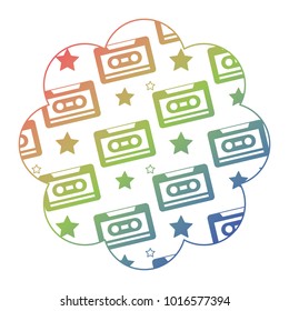 flower pattern shape label with cassettes recorder tape