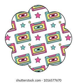 flower pattern shape label with cassettes recorder tape