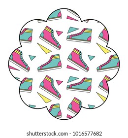 flower pattern shape label with classic sneakers