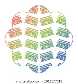 flower pattern shape label with stereo recorder player