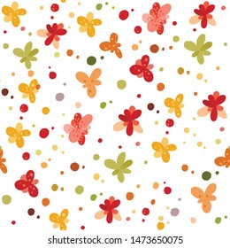 Flower pattern. Simple vector repeating texture. Modern swatch. Nature background for textile, print and any your design.