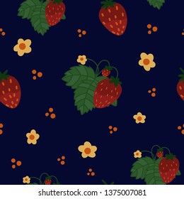 flower pattern strawberry pattern vector illustration