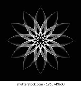 
flower pattern striped sketch inside black and white mandala artwork