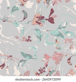 flower pattern textile design illustration with grey background