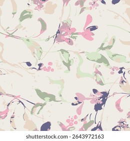 flower pattern textile design illustration with beige background