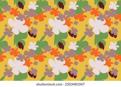 Flower Pattern Textile Seamless Fabric Vector Texture Flower Background Abstract Design Watercolour Fashion Nature Vintage Art