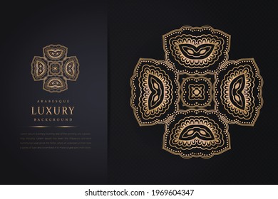 Flower pattern tiles set, Intricate floral ornament, Round decorative elements Luxury mandala background with arabesque pattern arabic islamic style for Wedding card, book cover.