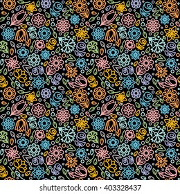 Flower pattern in trendy linear style.
For Identity Style for Flower shop. Vector illustration
Template for Business card, Banner and Brochure. 
Flat design.