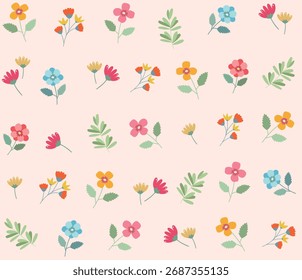 Un patrón de flores con una variedad de flores