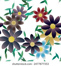 Patrón de flores, abstracto de Vector, diseño floral, fondos de la naturaleza, Vector de adorno, ramo de flores, patrón sin fisuras, textura de la hoja, hojas aisladas, verano de fondo, acuarela de flores