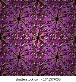 Flower pattern vector, black, pink and violet line graphic pattern abstract vector background. Modern stylish texture.