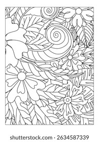 Flower pattern. Vector doodle flowers in black and white. Page adult coloring book. Coloring Flower Page.
