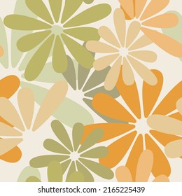 Flower pattern vector. Floral seamless background. Summer holiday backdrop illustration. Wallpaper, fabric, textile, clothes print, wrapping paper or package design.