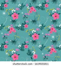 Flower pattern, Vector illustration of a beautiful floral bouqu, Ditsy floral background or wallpaper, fabric, Liberty style, covers, manufacturing, print, gift wrap.