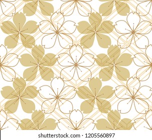 Flower pattern vector. Japanese background template.