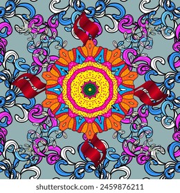 Flower pattern vector, pleasant line graphic pattern abstracts vector background. Modern stylish texture. Orange.