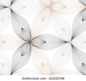 flower pattern vector, repeating linear petal of flower, monochrome stylish 