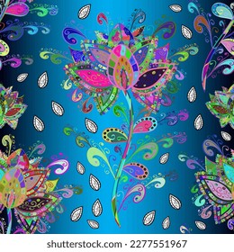 Flower pattern. vector seamless Beautiful fabric pattern. Colour Spring Theme seamless pattern Background. Flat Flower Elements Design
