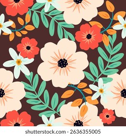 Flower Pattern Vector, Seamless floral pattern, Vector illustration of a seamless floral pattern