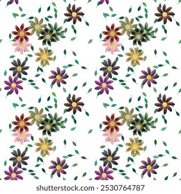 Padrão de flores, formas vetoriais, vetor de folhas, padrão de folhas, textura sem costura, aquarela de flores, flores vetoriais, fundos da natureza, padrão sem costura, vetor de ornamentos, design de padrões