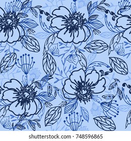 Flower pattern. Vegetable print. Grassy. Bright background.