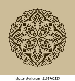 flower pattern in vintage mandala style for tattoos, fabrics or decorations and more. Vector illustration.