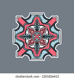 flower pattern in vintage mandala style for tattoos, fabrics or decorations and more. Vector illustration.