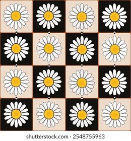 Flower pattern of white daisy with yellow color