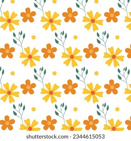 Patrón de flores - Patrón de impresión sin soldadura amarillo marrón lindo floral
