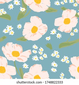 flower pattern.floral repeat for fabric design, textile, wrapping paper and wall paper.flower illustration for spring season.blooming flowers.
