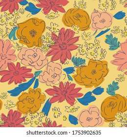 patrón floral.dibujo floral para tela, textil, papel envolvente.repetición floral para fondo.diseño superficial para impresión.