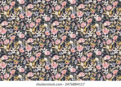 flower patternMillefleurs. Liberty style. Floral seamless background for textile, cotton fabric, covers, manufacturing, wallpapers, print, gift, scrapbooking.