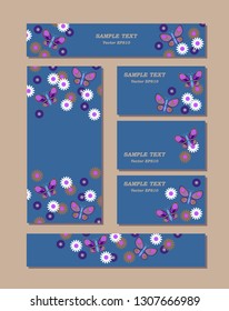 Flower patterns of different sizes with butterflies, daisies and cornflowers. For romantic and easter design, announcements, greeting cards, posters, advertisement. Vector illustration EPS10