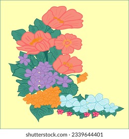 Flower patterns illustrate background images leaf art nature design bunch of flowers vintage floral print wallpaper decorations vase framed season orange butterfly 