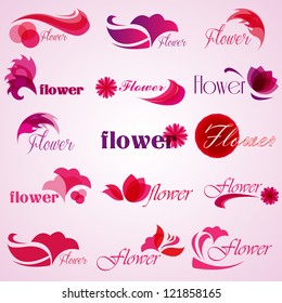 Flower patterns isolated on background. Vector illustration. Elements for design. Flower Spa logo