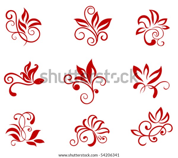 Flower Patterns Isolated On White Jpeg Stock Vector (Royalty Free) 54206341
