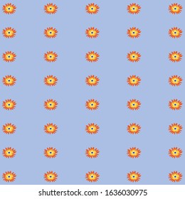flower patterns in orange-yellow color on purple background