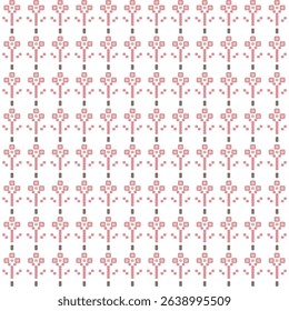 Flower patterns vector in pastel pink color. Cute pattern seamless of geometric floral. Concept of abstract square, pixel, trendy, modern, lovely, vintage for fashion textile, wallpaper, decor, print.