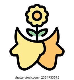 Flower in peace icon outline vector. Mind health. Body benefits color flat