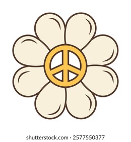 flower peace and love pop art sticker isolated