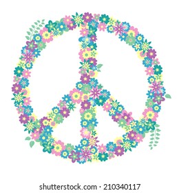 Peace Symbol Made Flowers Hippie Vector Stock Vector (Royalty Free ...