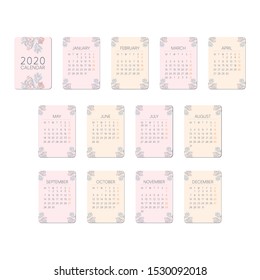 Flower Peach Pink 2020 Calendar Card