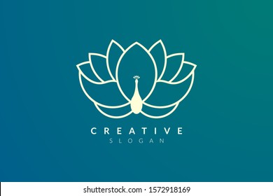 Flower and peacock design combined. Modern minimalist and elegant vector illustration. Suitable for patterns, labels, brands, icons or logos