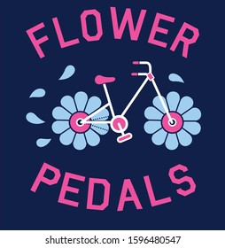 Flower Pedals, Bicycle. Girl Tees Vector Designs Graphics