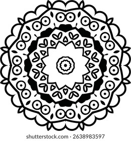 Flower Pencil Drawing Easy Mandala Art Circular Pattern in Form of Mandala With Flower for Henna, Mehndi, Tattoo, Decoration Decorative Ornament in Ethnic Oriental Style.