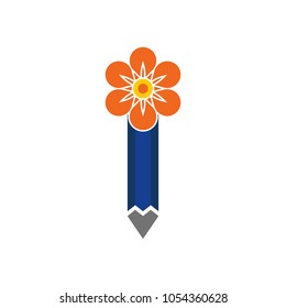Flower Pencil Logo Icon Design